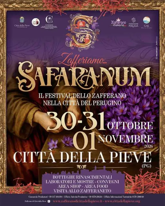 Zafferiamo Safaranum 2026: a Città della Pieve il festival dello zafferano